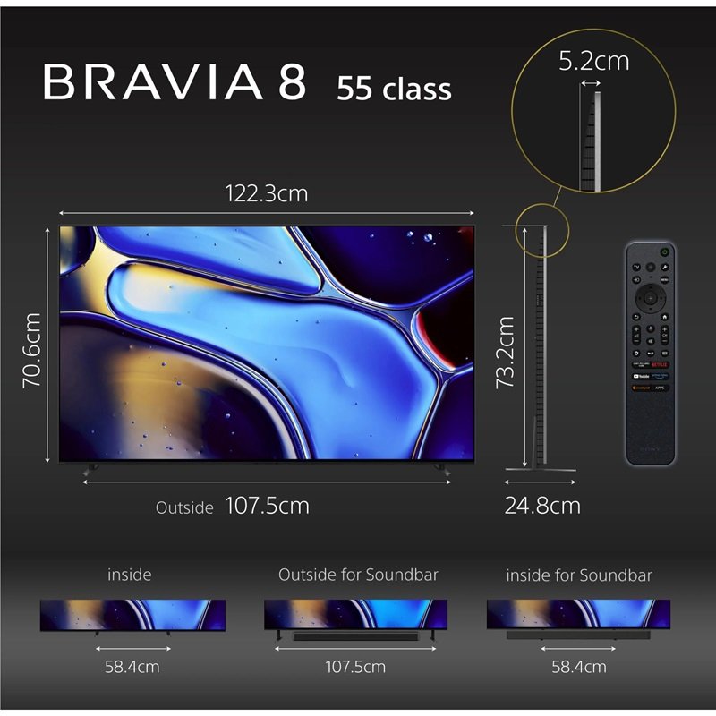 SONY BRAVIA 8 55" XR OLED 4K GOOGLE TV