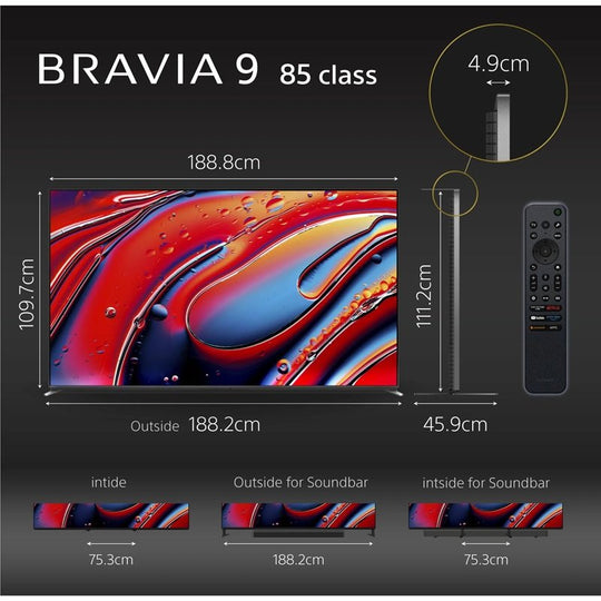 SONY BRAVIA 9 85" XR MINI LED 4K GOOGLE TV